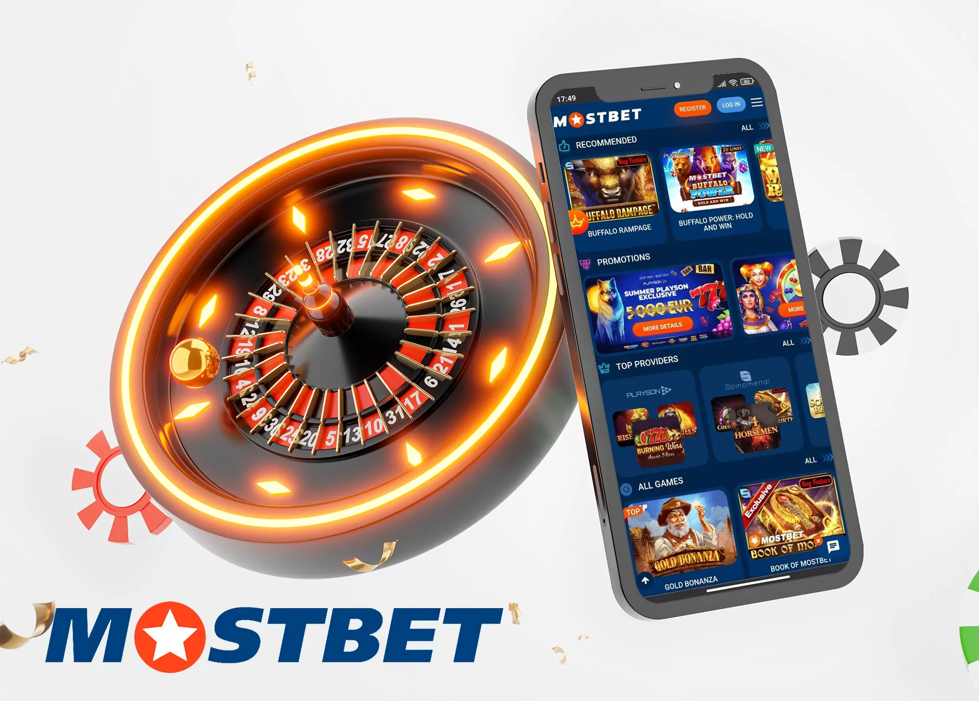 Download Mostbetb app to play on casino games in India.