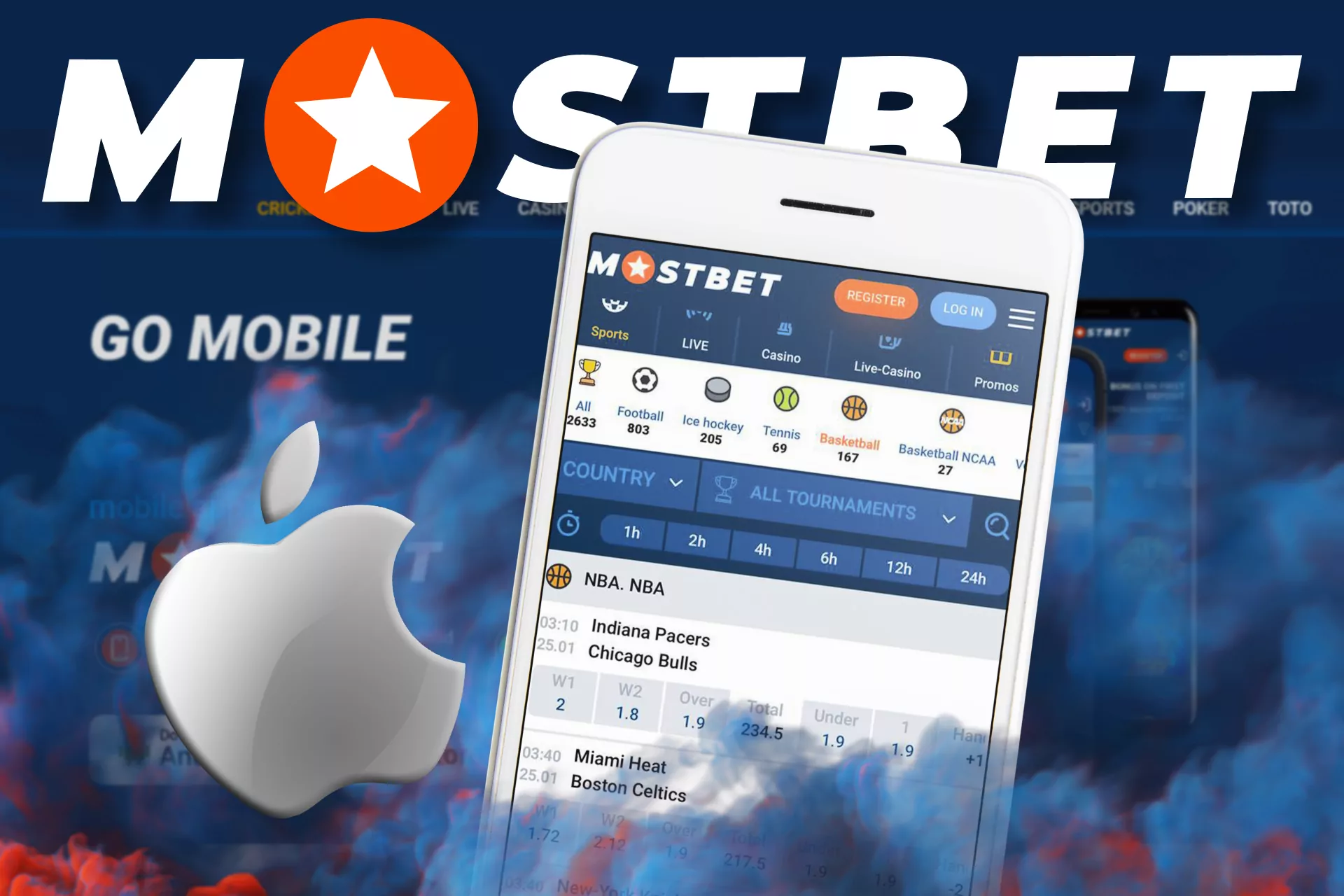 With the Mostbet app you can bet on basketball from your iOS device.