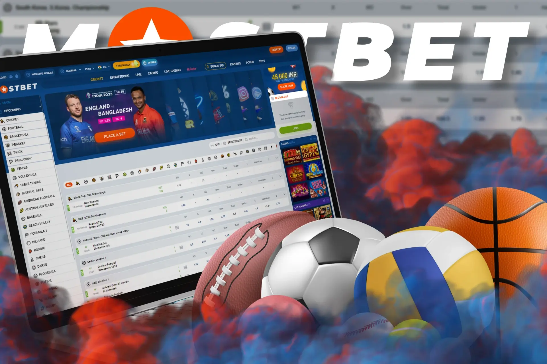 In addition to football, you can bet on other sports on the website or via the Mostbet mobile app.