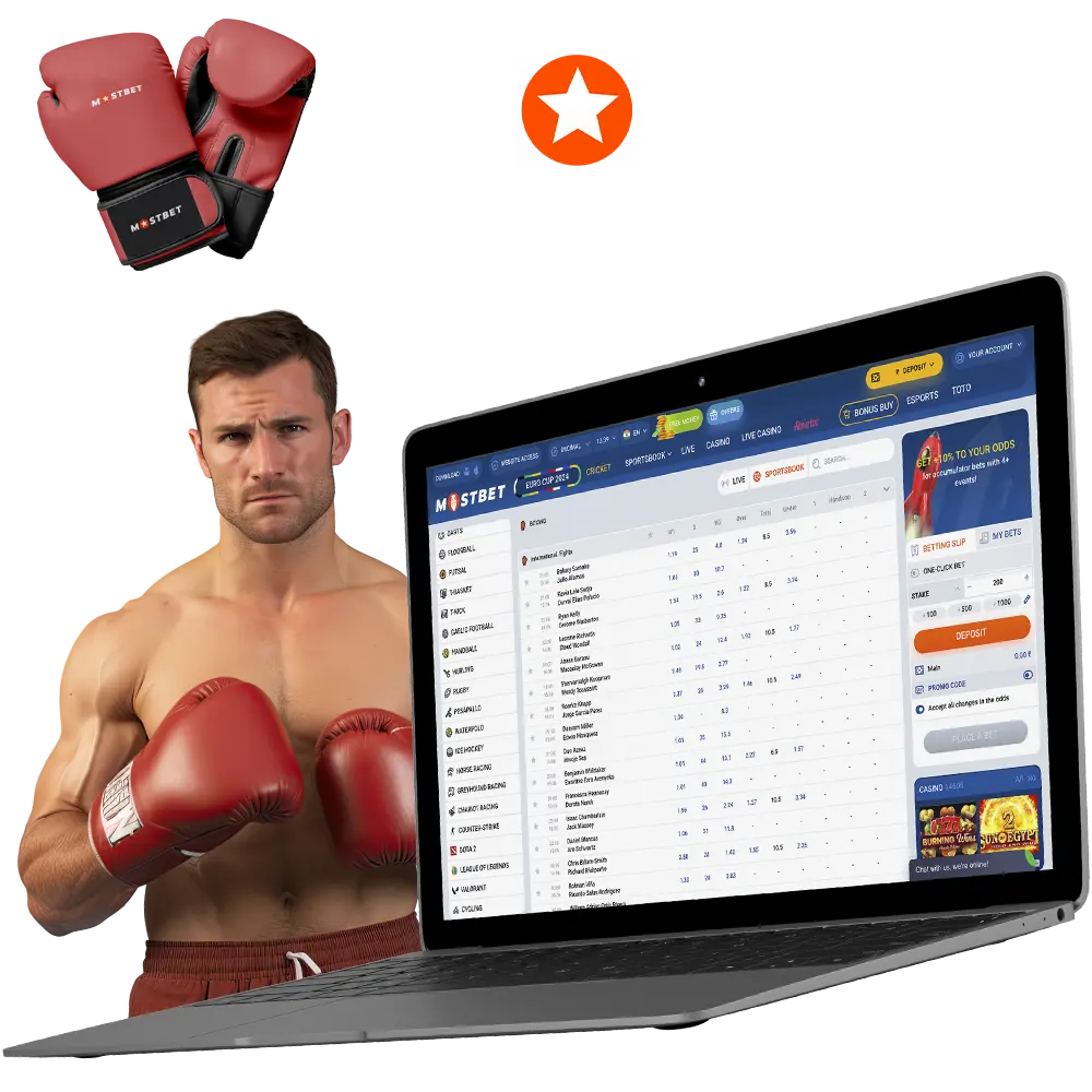 Watch the colourful boxing confrontations in live mode and place your bets at Mostbet.