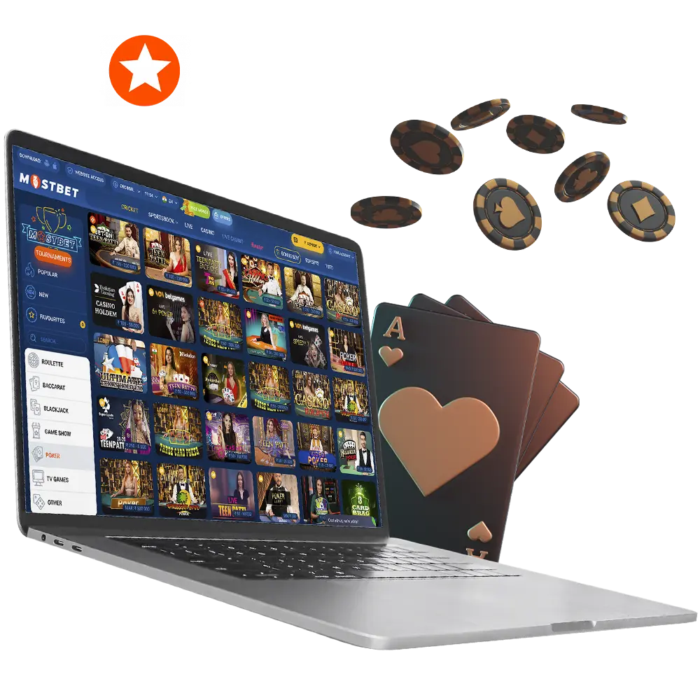 Use the most favourable tactics for you when playing poker from Mostbet Casino.