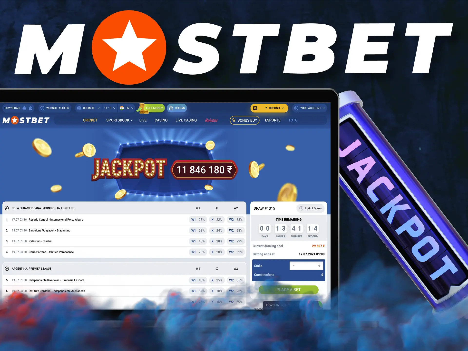 Predict the outcome of matches in Mostbet's TOTO and win a crazy cash reward.