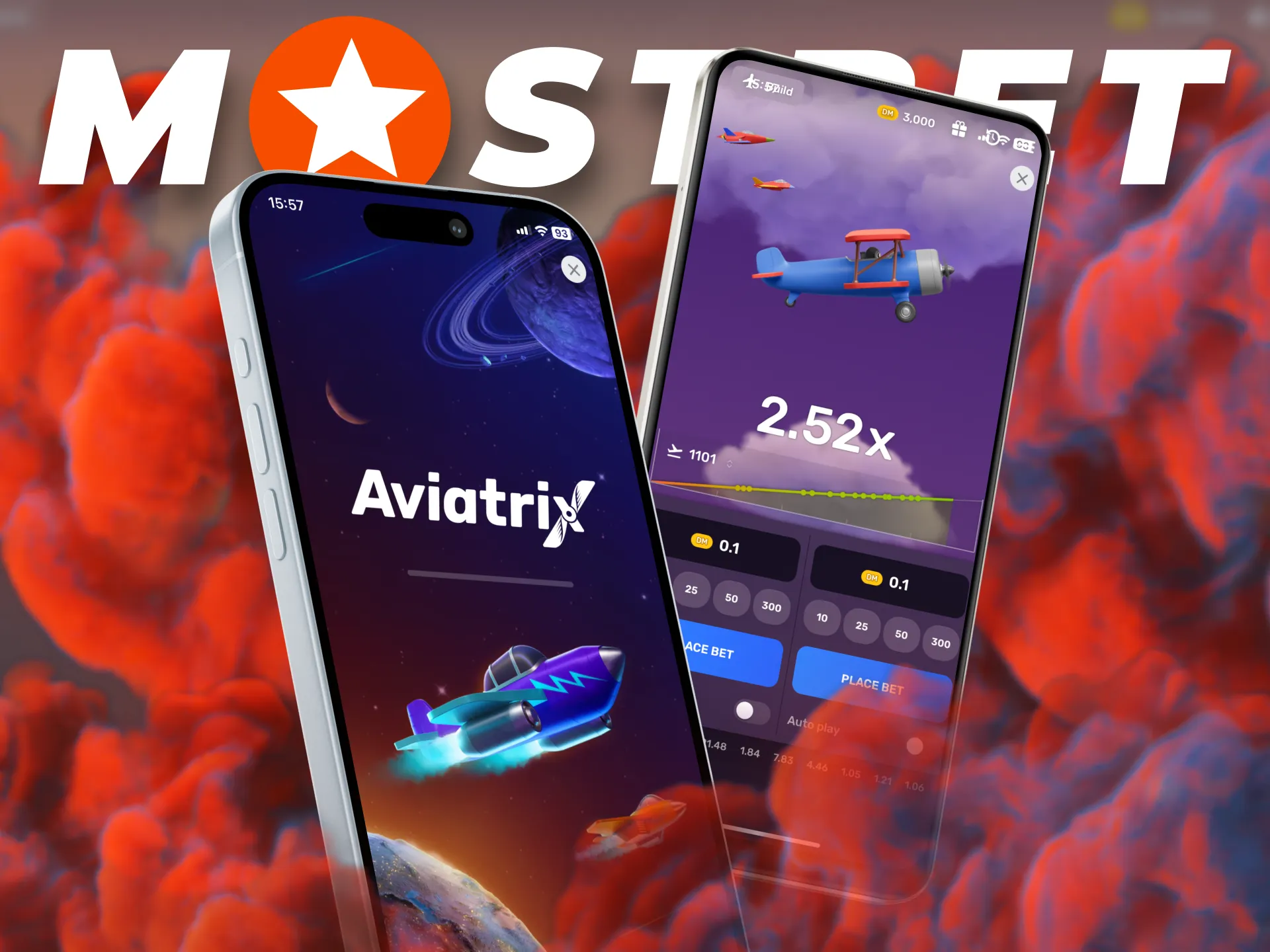 Download the Mostbet application for playing AviatriX game.