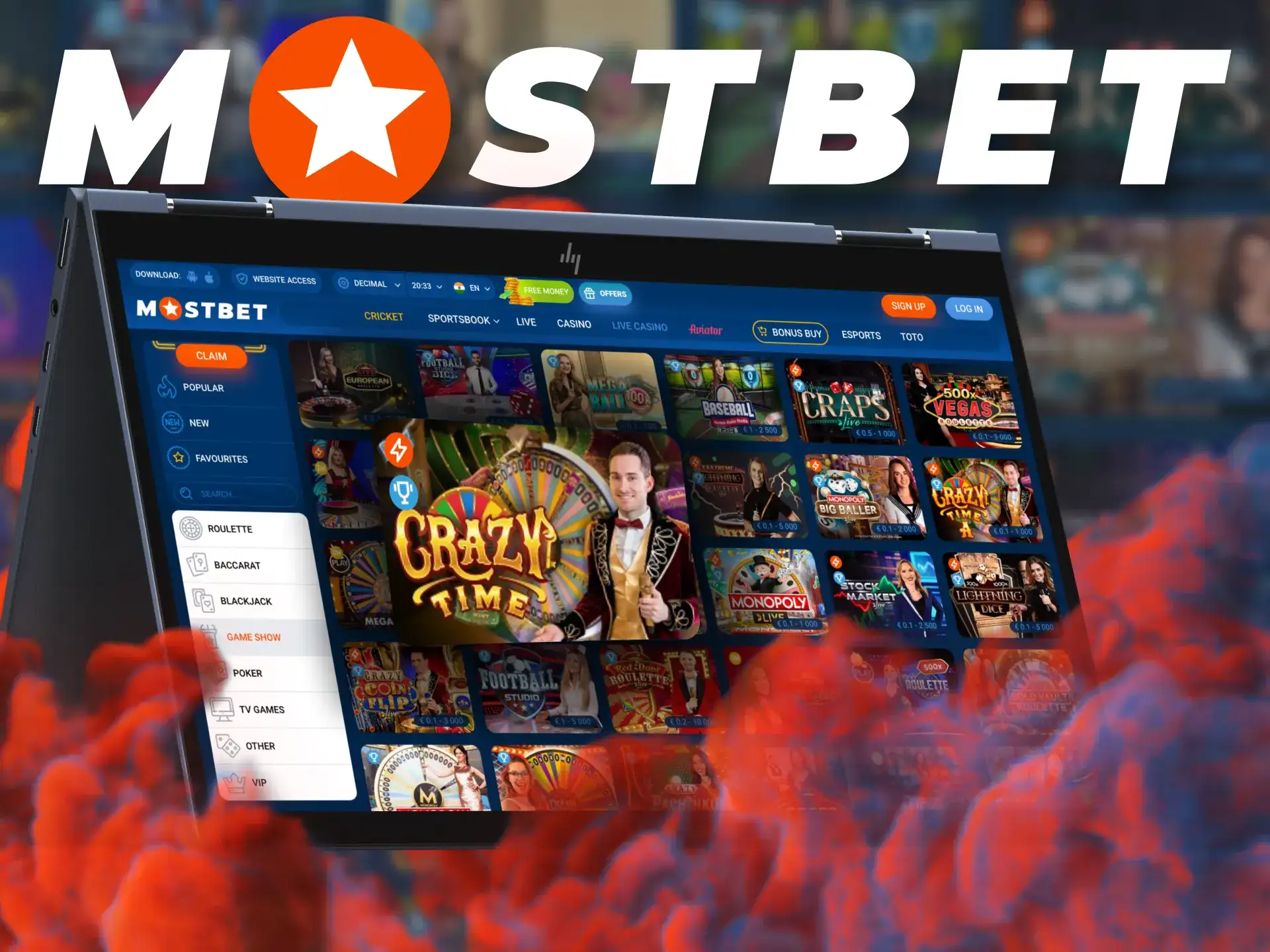 Crazy Time is a live show game at Mostbet.