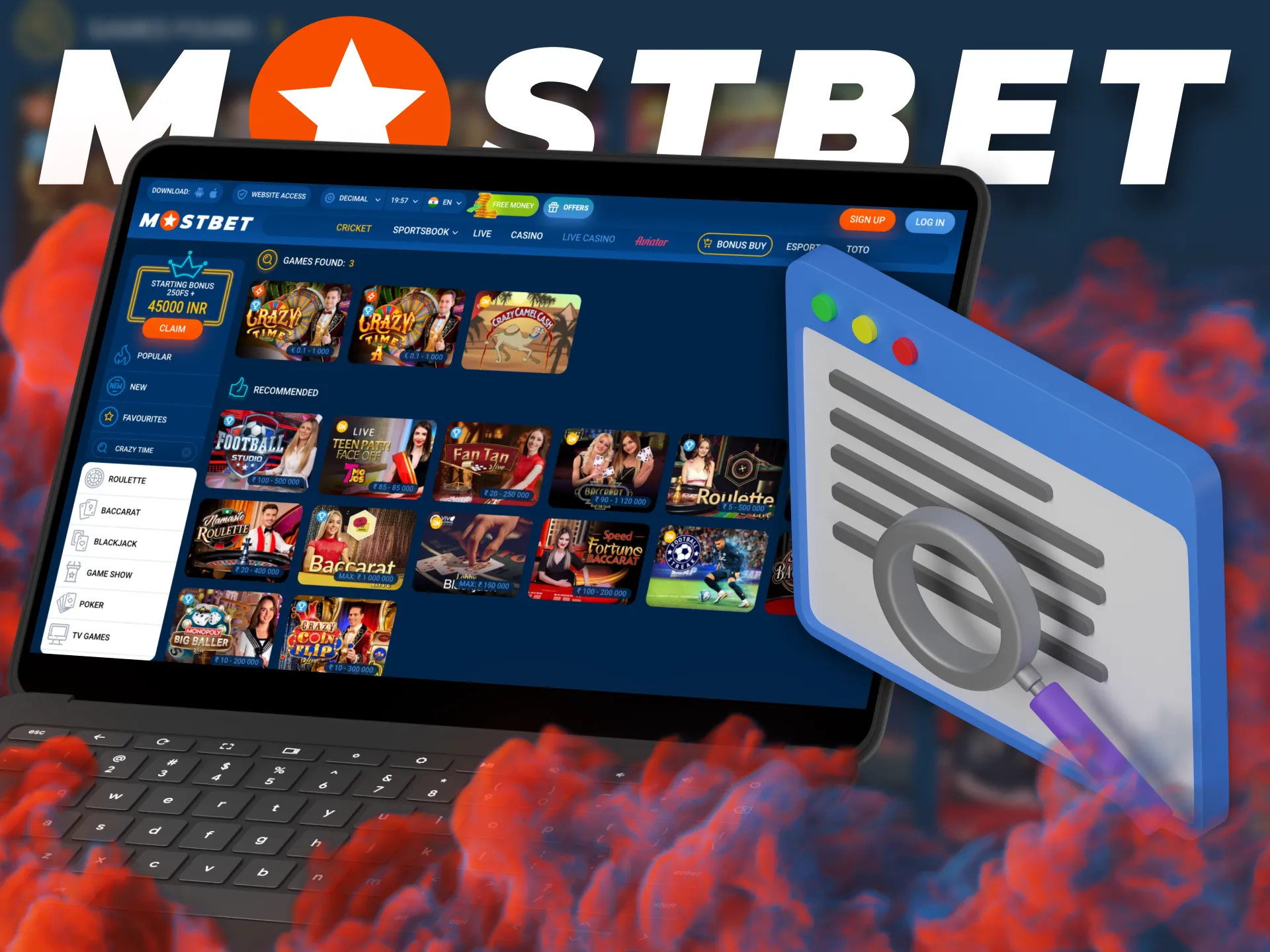 You can easily access the Crazy Time game at Mostbet.