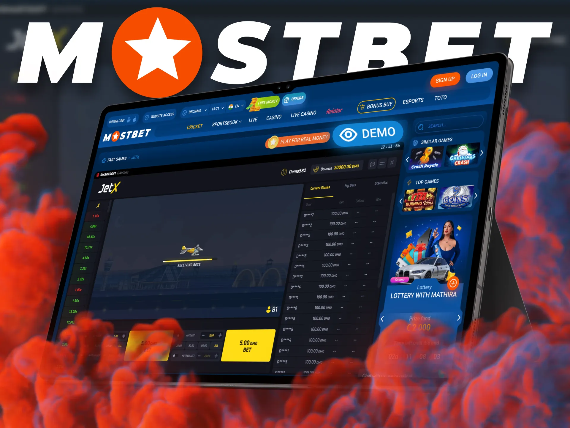 JetX can be played in demo mode at Mostbet.