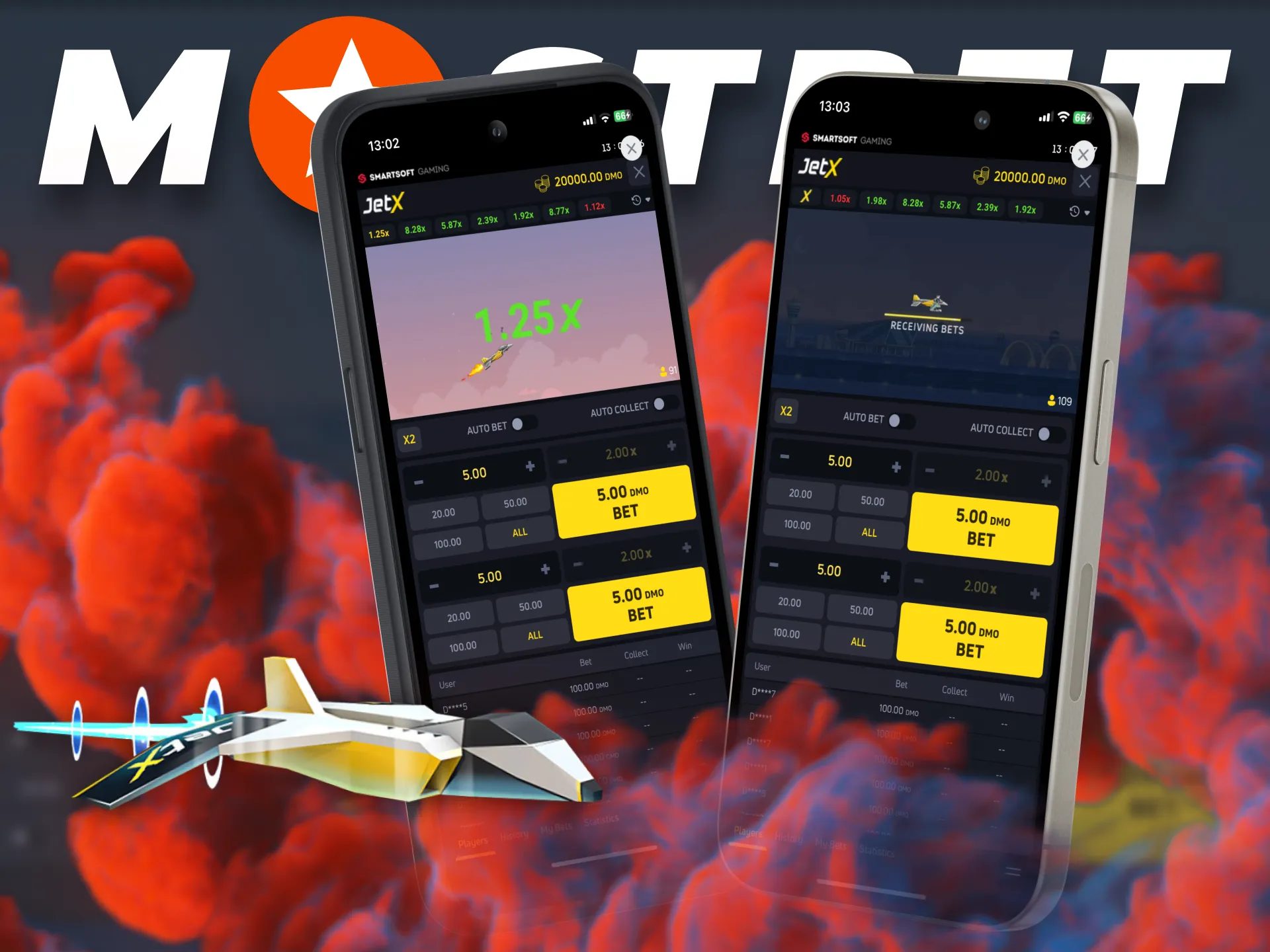 You can download Mostbet application to play JetX.