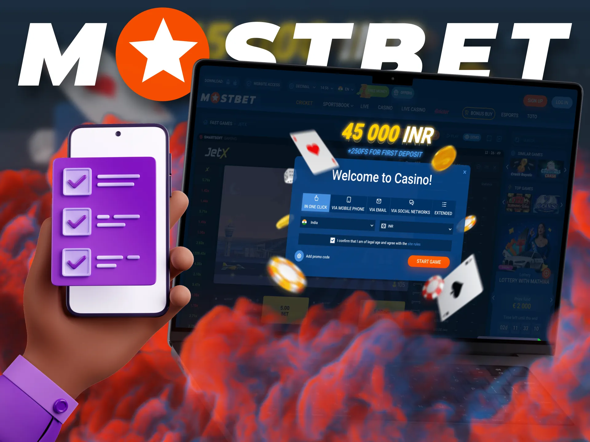 Follow an easy steps to play JetX in Mostbet.