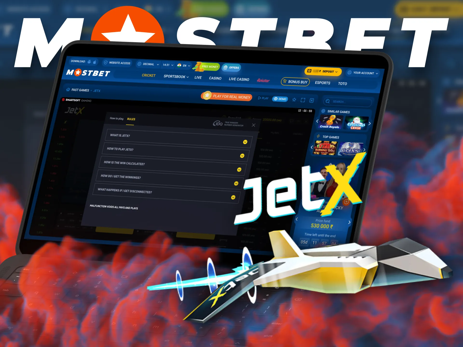 Learn some rules to play JetX game at Mostbet platform.