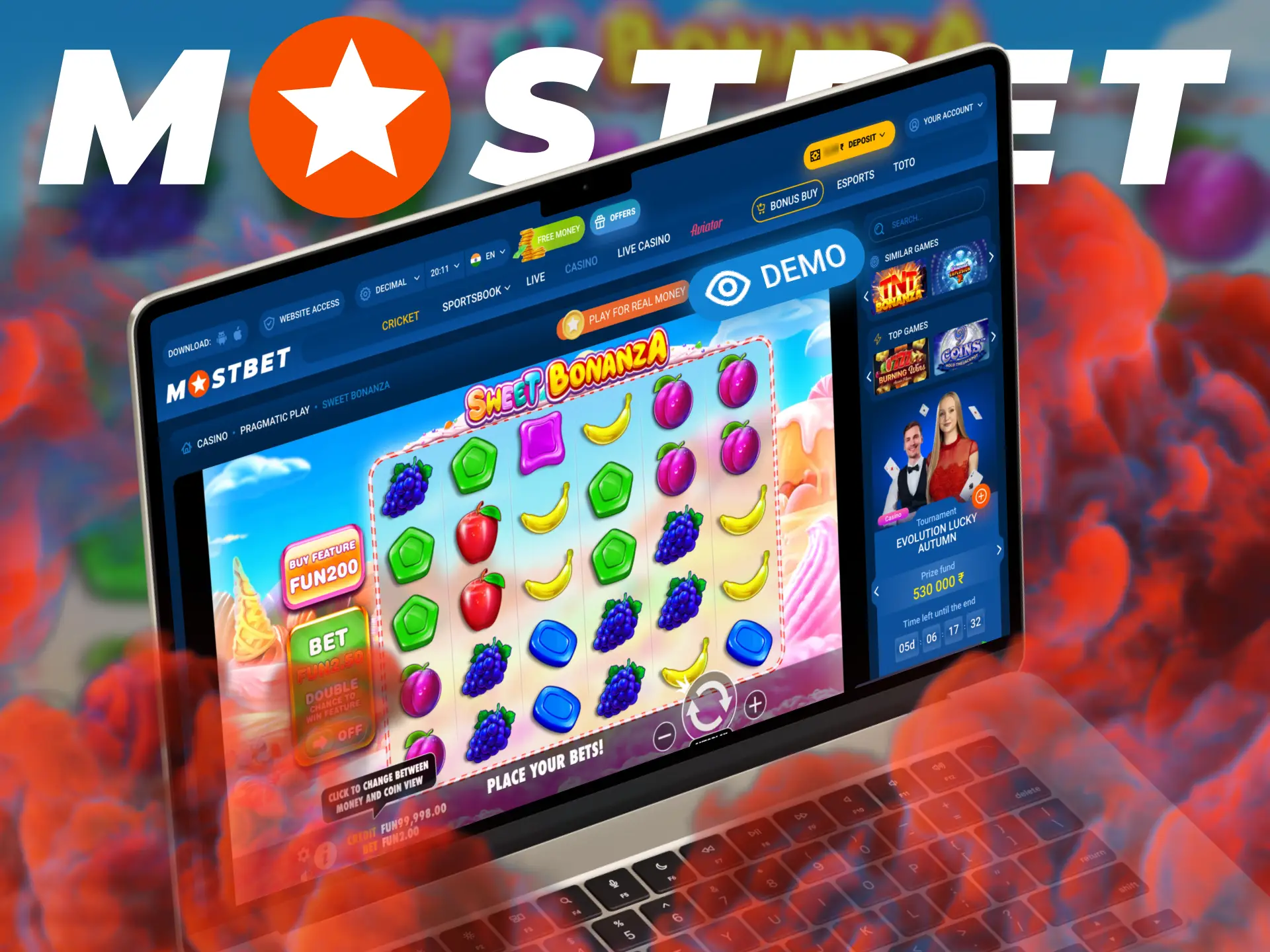 You can play Mostbet Sweet Bonanza in demo mode.