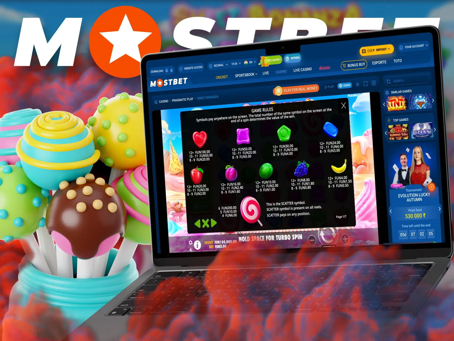 Read the guide on how to play Sweet Bonanza at Mostbet.