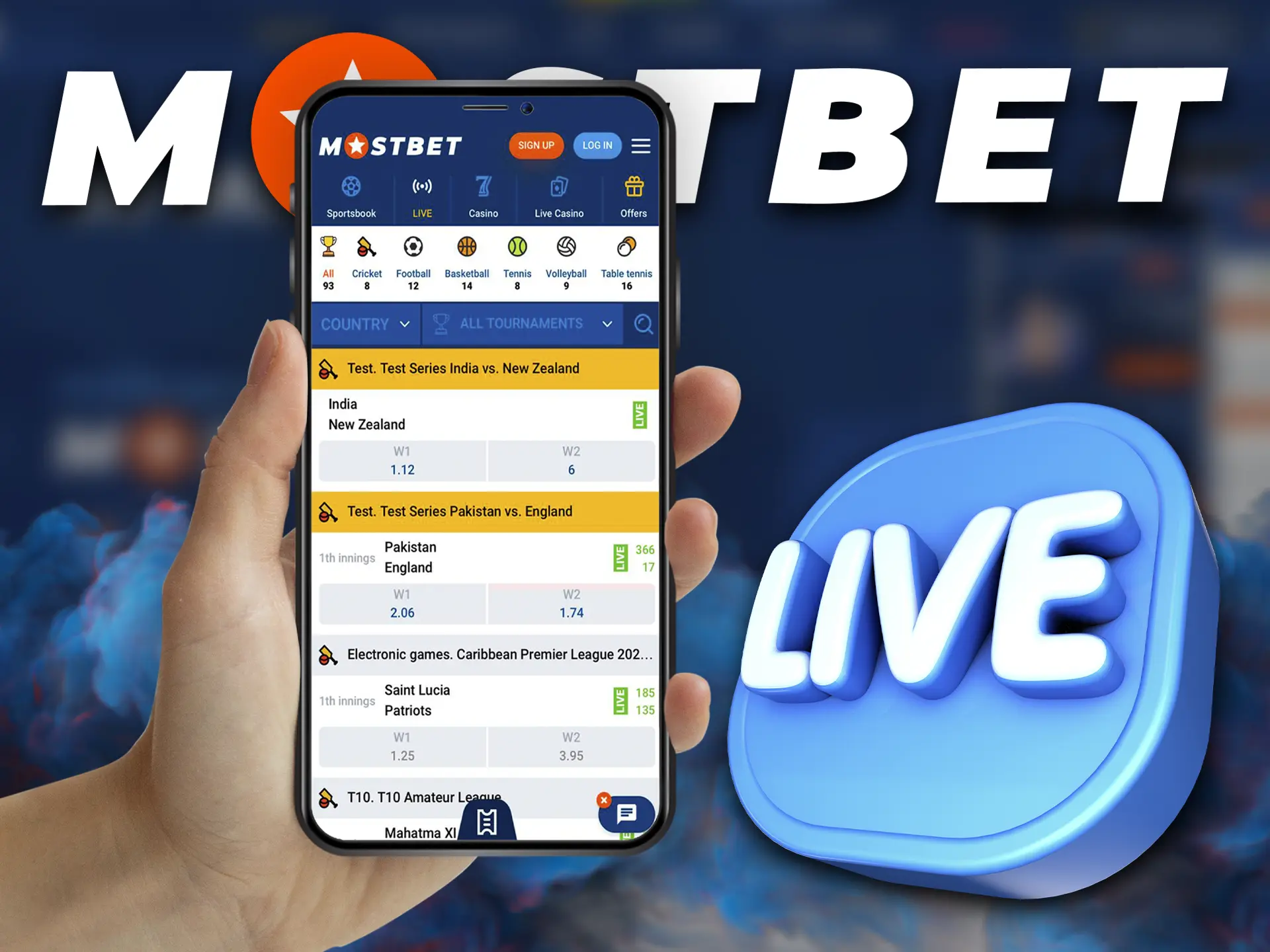 Mostbet gives you the opportunity to analyse matches and make accurate predictions in live mode.