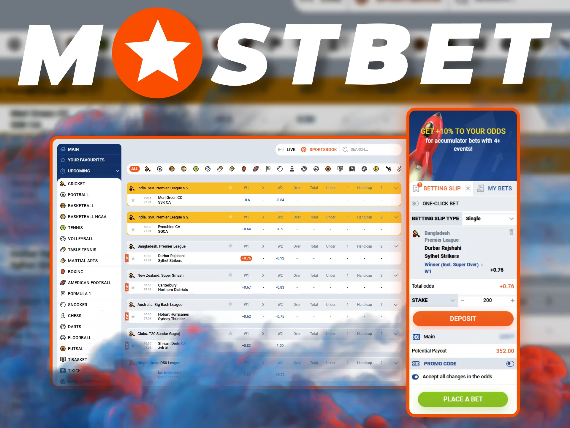 Mostbet India offers a wide range of betting options.