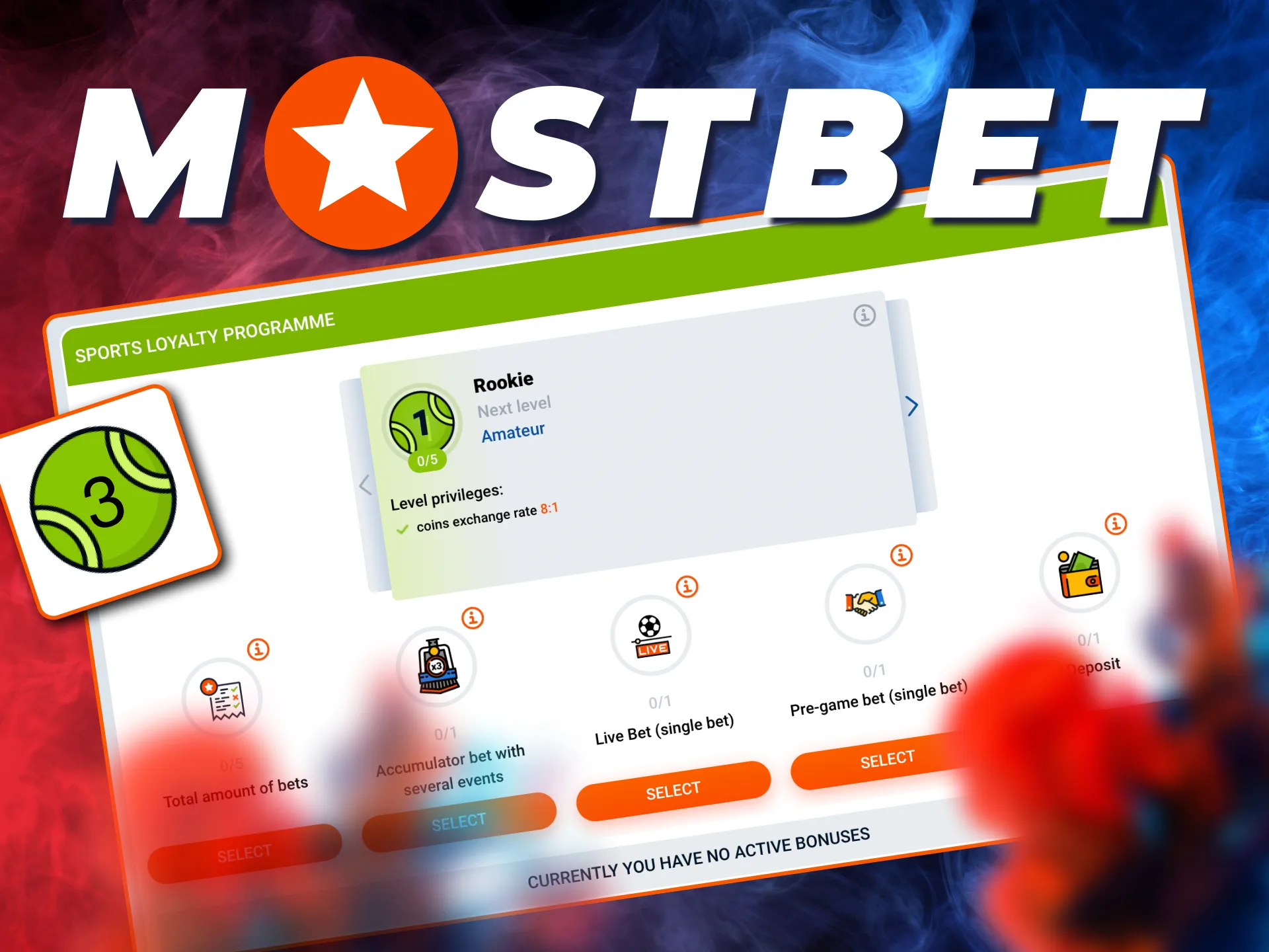 Get bonus points and achievements in Mostbet Sports Loyalty.