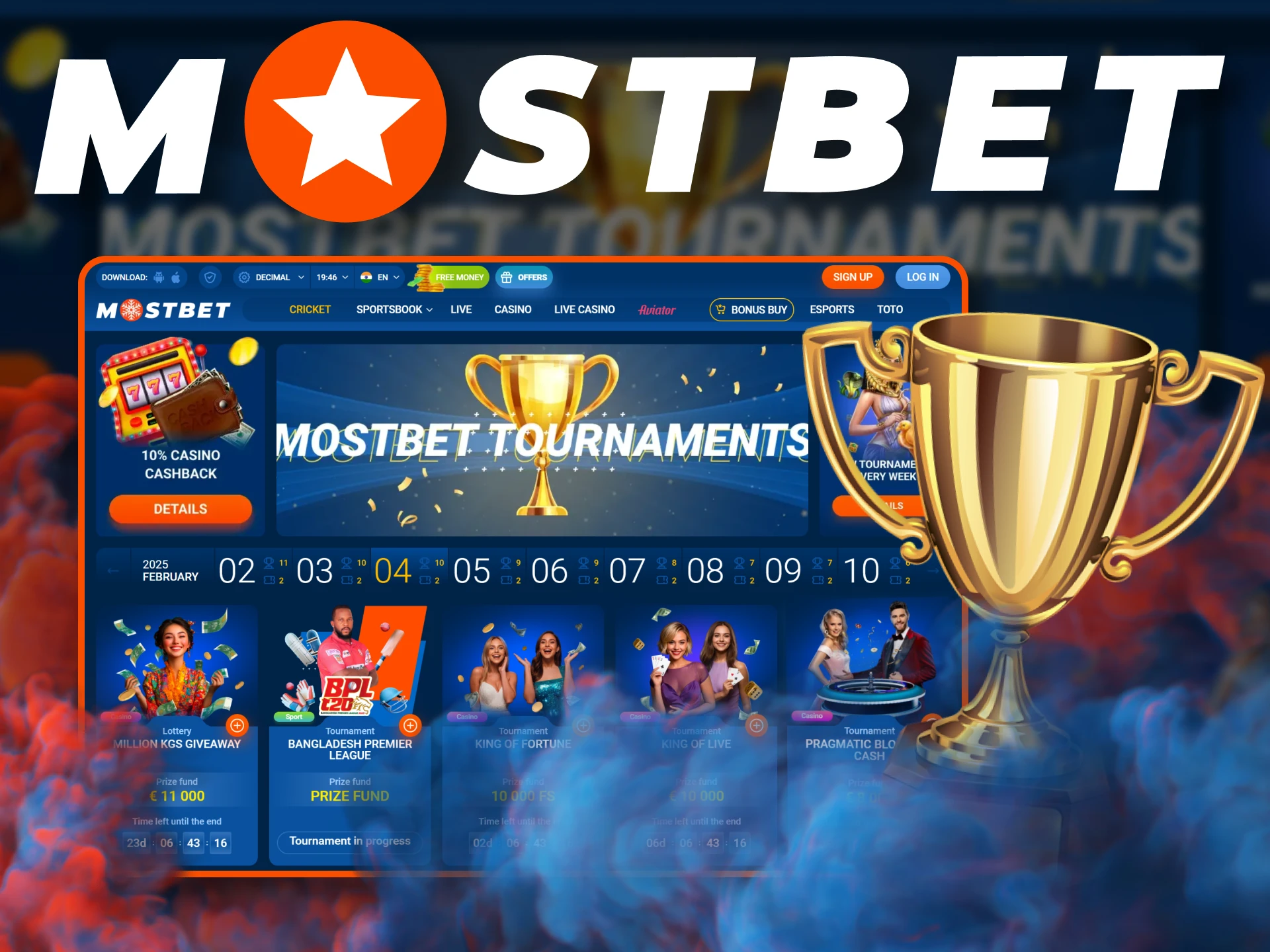 Check out the tournaments provided by Mostbet.