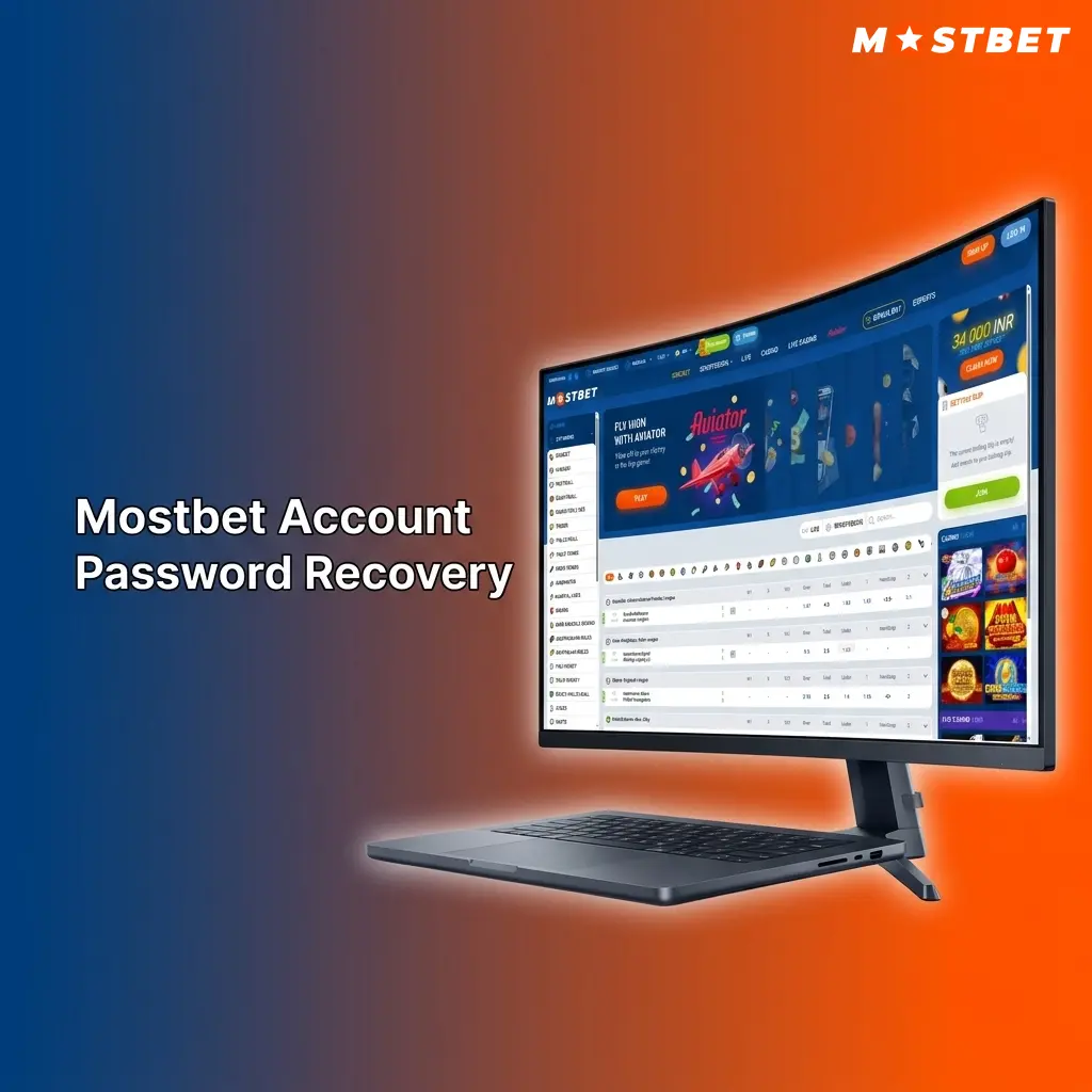 Mostbet account password recovery steps showing forgot password option, reset link, OTP verification, and new password setup
