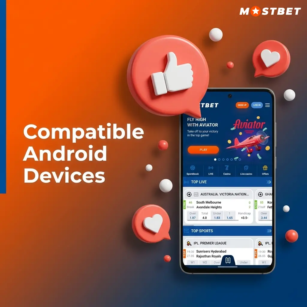 Mostbet app compatible Android devices including Samsung, Redmi, Realme, OPPO, Vivo, OnePlus and Motorola smartphones