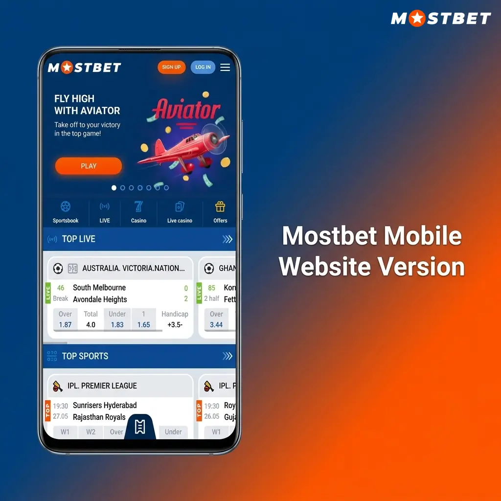 Mostbet mobile website version accessible on smartphone and tablet browsers for sports betting and casino games