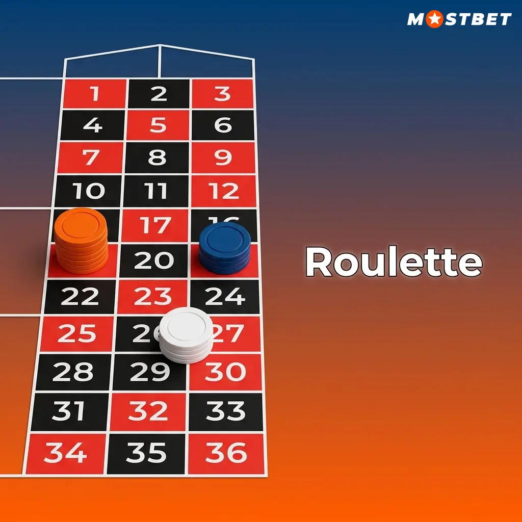 Live roulette wheel spinning at Mostbet casino with bet options including Lightning and Immersive Roulette variants